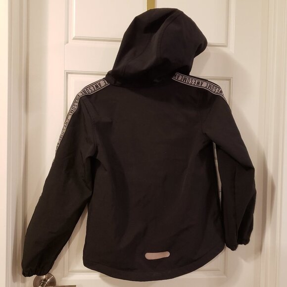 Athletic Works Boy's Black Grey Fleece Hooded Jacket - Size Large or 10/12 - Picture 5 of 10